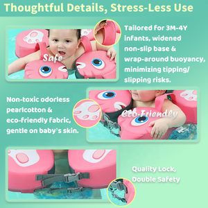 Anelli da Nuoto Rosa in EPE per Neonati, Galleggiante Ascellare per Piscina, Non Gonfiabile, Ecologico, Portatile, Sicuro, Ausilio per il Nuoto Ecologico per Neonati - Product Image 3