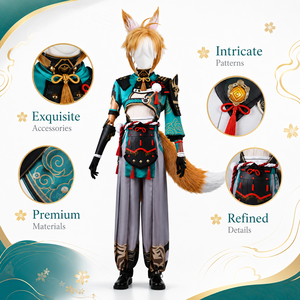 Costume de <span class=keywords><strong>cosplay</strong></span> <span class=keywords><strong>Gorou</strong></span> Render, uniforme de renard, unisexe, pour adultes, ensemble de costumes d'Halloween, polyester, en stock - Product Image 3