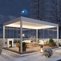 Pergola extérieure moderne de luxe, en aluminium, avec toit à lamelles imperméable, gazebo entièrement automatique, pergola motorisée rétractable