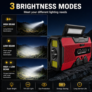 <span class=keywords><strong>Radio</strong></span> portable d'urgence AM/FM NOAA à manivelle <span class=keywords><strong>avec</strong></span> lampe de poche, batterie rechargeable 10000mAh, ABS - Product Image 4