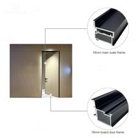 Pintu Tersembunyi Tanpa Bingkai Aluminium Modern dengan Profil Kayu, Kedap Suara, untuk Kamar Tidur Hotel Minimalis, Profil Pintu Tak Terlihat