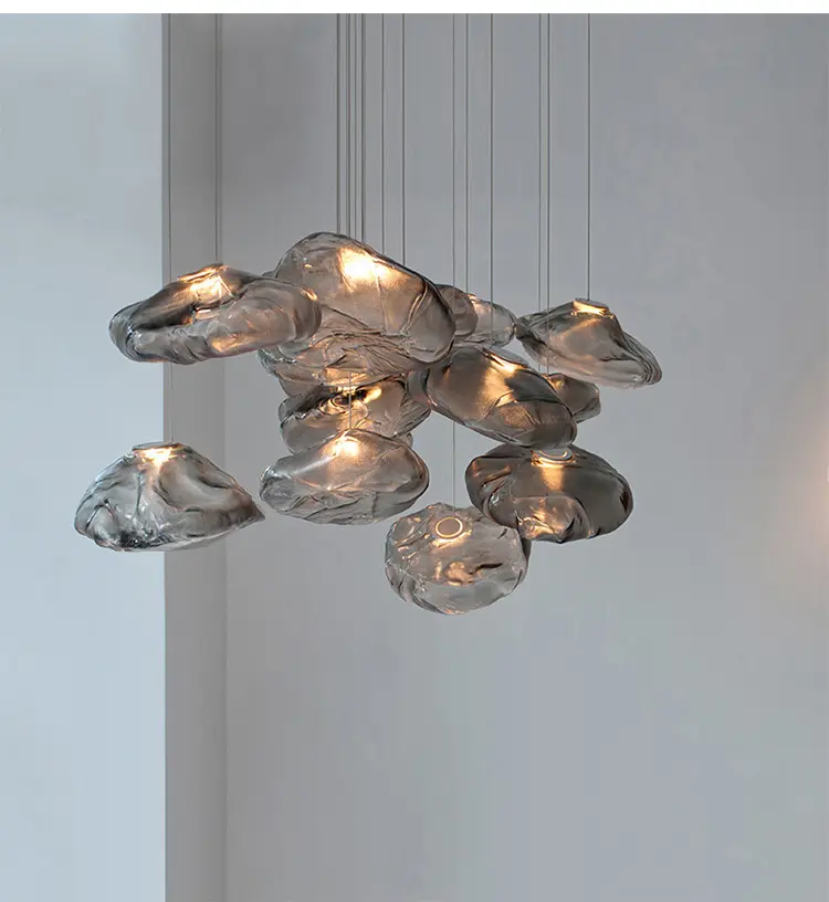 Luminaire en verre Lustre de luxe Hôtel Villa LED Restaurant Nordic Crystal Cloud Restaurant Suspension