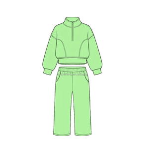 Cotton Kids Clothing Set Quarter Zip Top <b>Relaxed</b> Fit Pants US Suit for School Sports and Daily Wear Custom Color Size - Product Image 2