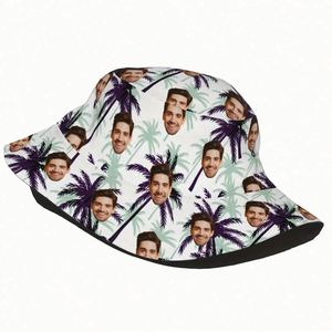 Custom Photo Bucket Hat for Women Fashionable Summer Beach Travel Cap with Tropical Tree and <b>Leaf</b> Cartoon Pattern for Fishing - Product Image 6
