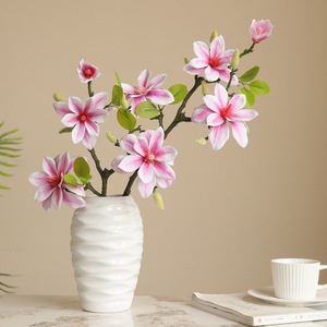 Flores Artificiales de <span class=keywords><strong>Magnolia</strong></span> y Orquídea <span class=keywords><strong>Yulan</strong></span> de Tacto Real, Decoración para Navidad, Pascua, Hogar, Bodas, Centro de Mesa, PVC Suave, 40 cm - Product Image 2