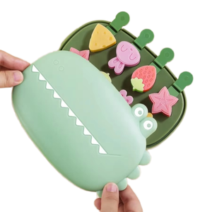 แม่พิมพ์ไอศกรีมซิลิโคนรูปสัตว์น่ารัก จระเข้ การ์ตูน ผลไม้ กระต่าย ขนาดเล็ก ใช้ซ้ำได้ ชุดแม่พิมพ์ไอศกรีมพร้อมไม้ไอศกรีม - Product Image 1