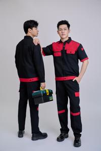 Conjunto de ropa de trabajo de seguridad de manga corta negra y roja para mujer FMF duradera transpirable vietnamita - Product Image 6