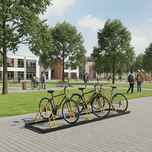 Soporte de Bicicletas ECO 6, con Recubrimiento en Polvo, para Exteriores, de Doble Cara, 40x225cm, ILT306-CY, para Estacionamiento Público en Parques y Escuelas - Product Image 3