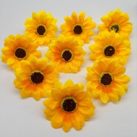 Vente en gros de têtes de tournesol de 2,5 à 14 cm, accessoires de fleurs artificielles en tissu de soie pour la décoration de la maison