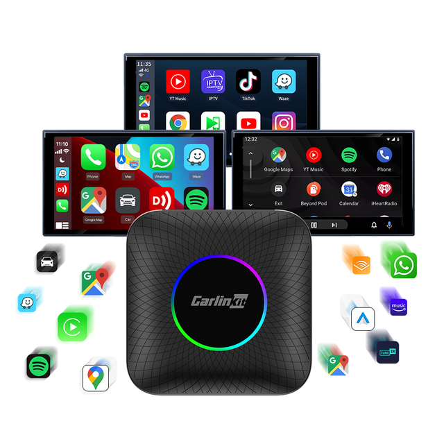 Carlink Max Box 64Gb Sm6225 Tbox Ambient Android Auto Carplay TF SIM Card Slot Wireless Usb Adapter Ai Box Dongle for Netflix