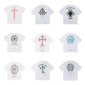 T-shirt Unisex in Cotone Puro a Maniche Corte con Stampa Alfabeto Sanscrito a Croce e Ferro di Cavallo, Collezione Cross-border Trendy Crow 26SS - Product Image 1