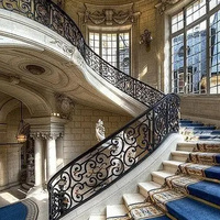 Colonne de ferronnerie à motifs personnalisés pour une utilisation en intérieur Main courante d'escalier au design contemporain simple Rampes de villas Greniers Couleur noire