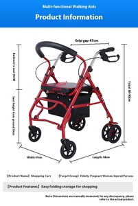 <span class=keywords><strong>Deambulatore</strong></span> pieghevole <span class=keywords><strong>con</strong></span> sedile per anziani, ruote fuoristrada <span class=keywords><strong>con</strong></span> carrello della spesa per anziani - Product Image 5