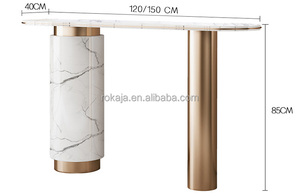 <span class=keywords><strong>Mesa</strong></span> de entrada de pies dorados cilíndricos de <span class=keywords><strong>alta</strong></span> calidad, <span class=keywords><strong>mesa</strong></span> decorativa de piedra sinterizada de lujo, <span class=keywords><strong>mesa</strong></span> de consola de acero inoxidable para Hotel - Product Image 6