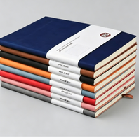 Promotion noir personnalisé ligné Journal cahier A5 couverture rigide PU cuir journaux cahiers pour étudiants