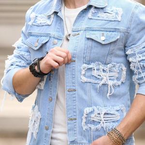 Chaqueta Vaquera Vintage con Lavado Ácido, Diseño Floral, Resistente al Viento, Bordes Deshilachados, Logotipo Personalizado, Cierre de Botones, Corte Regular para Hombre - Product Image 2