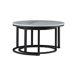 Mesa de centro redonda anidada de mármol cerámico, mesa auxiliar para sala de estar, sofá de salón fácil de mover, juego de mesa de café con marco de Metal - Product Image 5