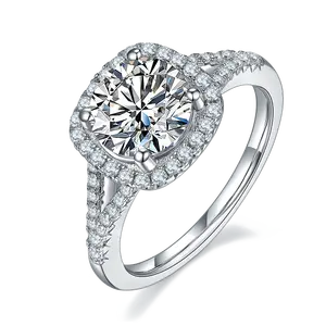 Baifu Jewelry Wholesale price Square fantasy 18K gold Round shape 2 carat D quality moissanite woman luxury ring