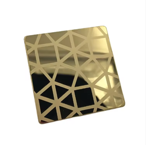 EX761 China Supply Luxury Ti-Gold <b>Mirror</b> Etched Stainless Steel Metal <b>Sheets</b> for Elevator Interior Door Decor - Product Image 1