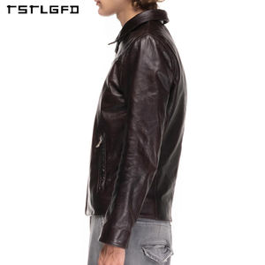 Chaqueta de Cuero de Moda para Hombre con Logotipo Personalizado, Cuello Alto, Impermeable, Transpirable, Ecológica, Informal, Abrigada para Otoño - Product Image 5