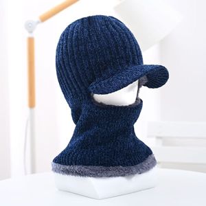Winter Knitted Ski Cap Fleece Lined <b>Warm</b> Windproof <b>Hat</b> For Men Adults Outdoor Cycling Protection Navy Blue - Product Image 3