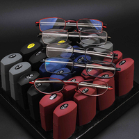 Lunettes de lecture ovale en métal avec étui, 1 pièce, boîte briquet, Logo personnalisé, facile à porter, Mini, noir, rétractable et pliable