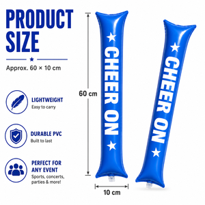 Bâtons gonflables personnalisés en PE 60x10cm pour drapeaux nationaux, jeux d'équipe, festivals, publicité et cadeaux - Product Image 2