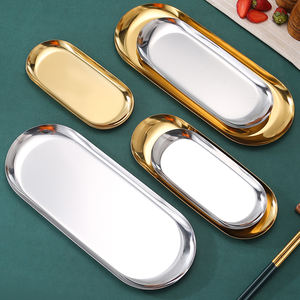<span class=keywords><strong>Charolas</strong></span> de Acero Inoxidable al por Mayor de Fábrica, Ovaladas, Metálicas, Doradas y Plateadas, de Acero Inoxidable 304, Bandeja para Servir Filetes, Toallas, Joyas - Product Image 1