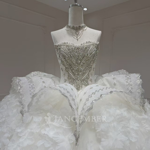 Vestido de Novia Xx78 Estilo Princesa con Escote Corazón, Cola de Escoba, Apliques Florales con Cuentas, Tallas Grandes, Jancember - Product Image 3