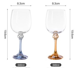 经典彩色茎无铅水晶酒杯2pcs蓝色和琥珀色茎套装，适用于情侣礼物或生日礼物 - Product Image 3