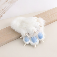Gants de costume de chat en polyester pelucheux à griffes couineuses, thème anime japonais, accessoires de cosplay en peluche unisexe pour adultes