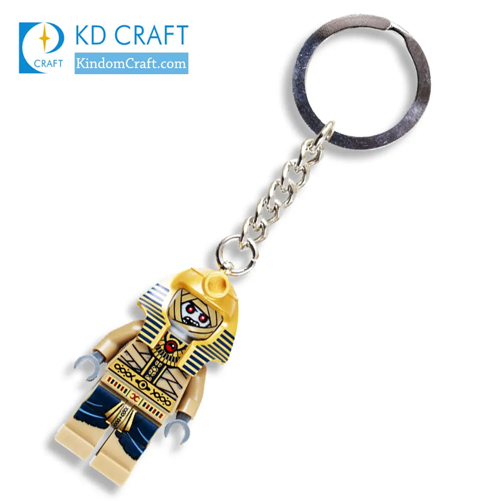 Free sample custom metal zinc alloy printing gold plated cartoon robot keychain for souvenir
