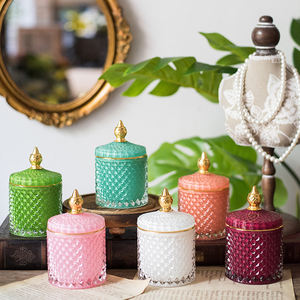 De Color de Otoño de lujo geométrica de Boticario de frasco de vidrio vela con tapa - Product Image 6