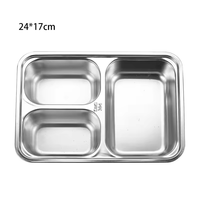 Ventes en gros de plats à dîner divisés en acier inoxydable 304 avec couvercles en acier inoxydable, plateau rectangulaire pour aliments