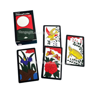 Cartes à jouer en PVC à impression personnalisée, ensemble de mini cartes <span class=keywords><strong>Hanafuda</strong></span> classique en plastique noir mat - Product Image 3