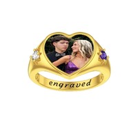 Koperen geboortesteen klantfoto ring DIY gepersonaliseerde persoonlijke foto geboortesteen hart ring dropshipping voor Valentijnsdag