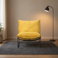 Fauteuil de lecture moderne rembourré avec base en métal léger, fauteuil d'appoint pour la détente dans la chambre