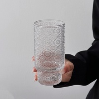 En stock – Tasse à matcha en verre ambré à motif floral, gobelet réutilisable pour boissons glacées au matcha, pour la cérémonie du thé matcha et l'usage quotidien