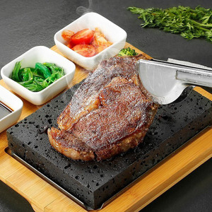 Piatto di <span class=keywords><strong>pietra</strong></span> di bistecca di Lava calda griglia da tavolo Lava Rock al coperto BBQ Hibachi grigliare <span class=keywords><strong>pietra</strong></span> w contorni in ceramica e piatto di bambù - Product Image 3