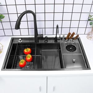 Évier de cuisine multifonctionnel en acier inoxydable 304 de luxe, à cuve unique, avec couvercle de lave-gobelet intelligent multifonctionnel en nano, accessoires de luxe - Product Image 4