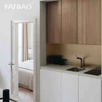 Ensembles d'armoires de cuisine miniatures pour chambre d'hôtel, écologiques, avec évier, armoires de base, laque moderne, robinet modulaire, charnières, tiroir, panier