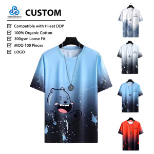 Camiseta Personalizada con Logotipo, de Algodón Orgánico Sólido, Transpirable, Anti-Pilling, de Corte Holgado, para <span class=keywords><strong>Hombre</strong></span>, Ropa Urbana, Salidas de <span class=keywords><strong>Verano</strong></span> - Product Image 1