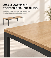 Table de réunion de bureau ignifuge de classe E1, avec pieds métalliques robustes, plateau de 25 mm d'épaisseur, boîte à câbles intégrée, mobilier de conférence moderne et étanche