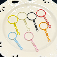 Porte-clés tendance multicolore, anneaux ronds avec fermoir chaîne pour breloques de sac DIY, accessoires de porte-clés et cordons