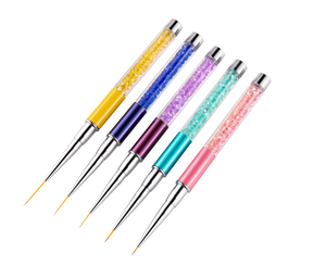 Lot de 5 pinceaux longs à manche diamant pour nail art, poils en nylon, outils de précision pour la manucure et le nail art - Product Image 3