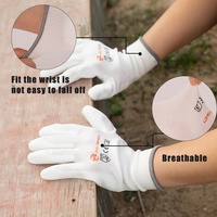 Gants de sécurité économiques EN388 en polyester enduit de PU, gants blancs sans couture en tricot Snell pour la manipulation de composants en atelier