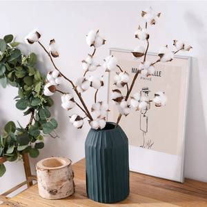 Fleurs séchées artificielles en coton 48 cm, bouquet blanc moelleux, décorations de Noël - Product Image 2