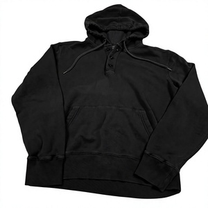 Custom Acid <b>Wash</b> Men's Solid Fleece Hooded Pullover Hoodie Regular Fit Knitted Long Sleeve Pocket Casual Streetwear 100% Cotton - Product Image 3