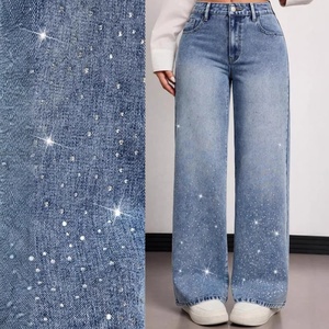 <span class=keywords><strong>Jeans</strong></span> in denim da donna e bambina a gamba larga, vestibilità ampia, vita media, stile <span class=keywords><strong>cargo</strong></span>, casual, primavera estate autunno, con strass termoadesivi, all'ingrosso - Product Image 1