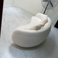Sofá Moderno y Duradero de Terciopelo Esmerilado con Mechones, de Tres Plazas, en Forma de Arco, Color Crema, para Apartamento, Sala de Estar, Hotel y Hospital
